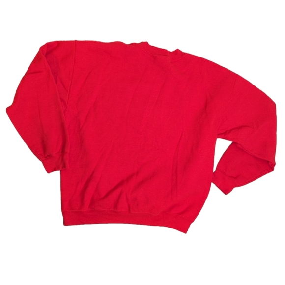 Christmas Sweatshirt VINTAGE 90's Snowman Red Gildan Size Large - Picture 2 of 4